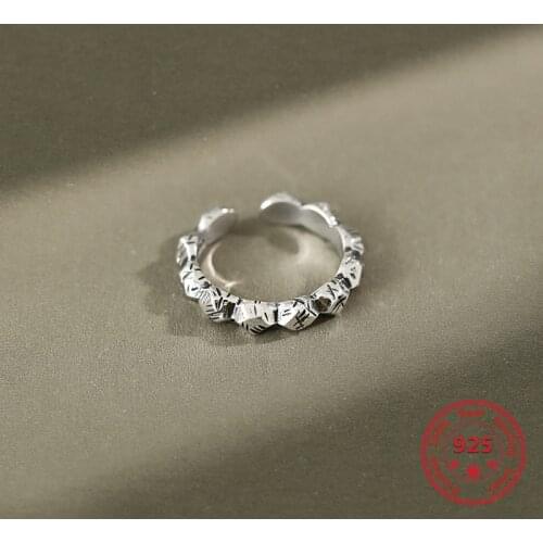 Hot Sale 925 Sterling Silver Jewelry Cold Wind Irregular Fashionable Personality Opening Adjustable Womens Ring