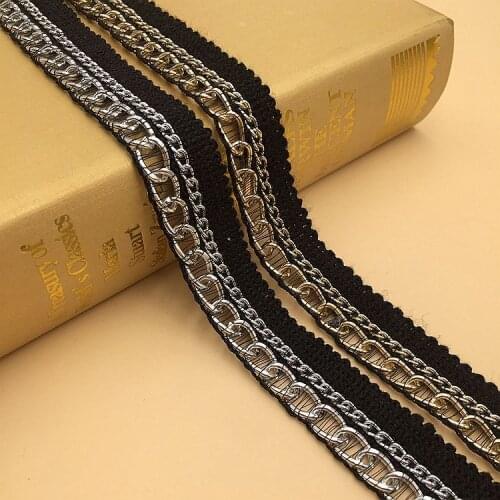 1Yard Beaded Cotton Embroidered Gold Silver Chain Lace Trim Ribbons Fabric Handmade Clothing Bags Shoes And Hats Decoration