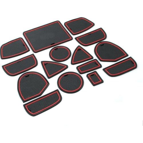 15pcs/set Non Slip Door mats Gate Slot Mat Cup Pads Trim Cover Car Interior Decoration Fit For Jeep Grand Cherokee 2011-2014