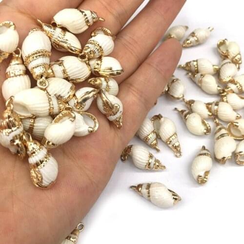 5pcs Natural Shell Conch Shape Pendant for Jewelry Making DIY Charm Bracelet Necklaces For Women Gift Size 10x18-15x25mm