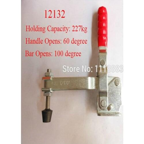5PCS Vertical Handle Toggle Clamp 12132 Long U Bar Flanged Base Holding Capacity 227KG 500LBS
