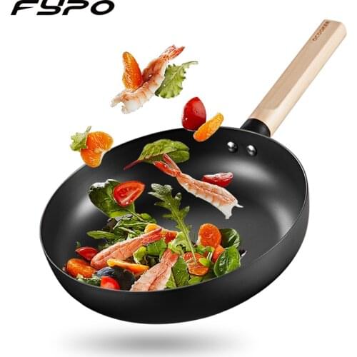 Fypo Pure iron frying pan uncoated non-stick frying pan Western kitchen non-oil smoke frying pan