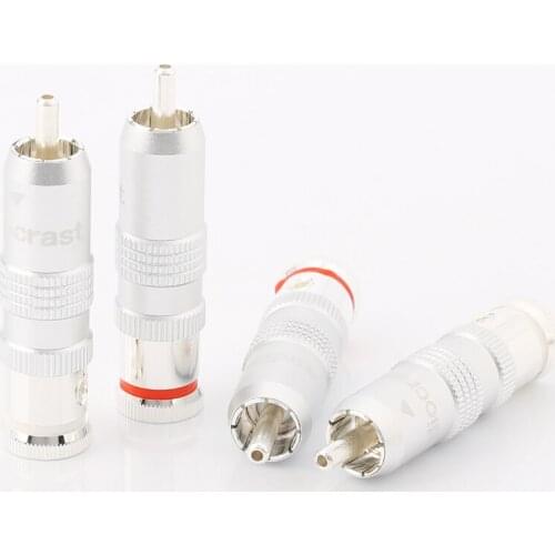Audiocrast Pure Silver Plated RCA Audio Plug Solder RCA Connector For DIY Analogue RCA Cable HIFI