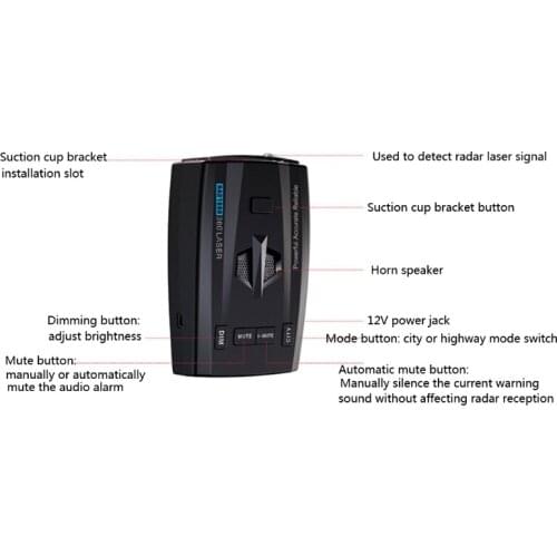 B36B RAD1000 Car Radars Detector Sensitive Vehicle Speed Alert Alarm Warning Full-Band Monitoring Radars