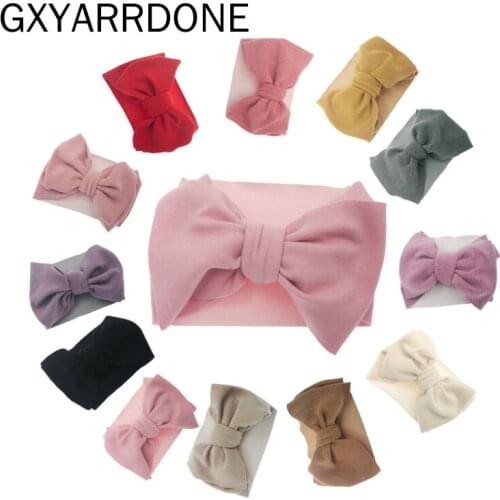 Newborn Girls Velvet Turban Bows Headband For Baby Girls Headwraps Elastic Toddler Headwear Baby Hair Accessories Bow Headband