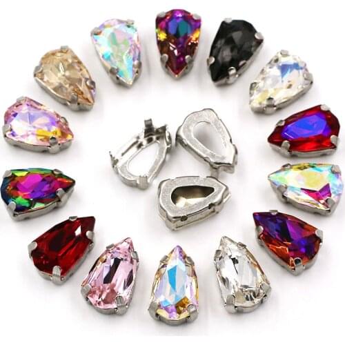 Free shipping 9x14mm K9 glass rhinestones crystal Shield shape sew on rhinestones diy clothing/wedding Accessories