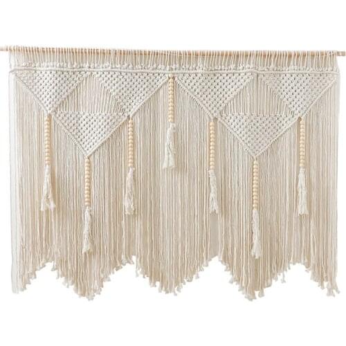 Large Wall Hanging Macrame Tapestry Woven Wall Blanket for Living Room Sofa Wedding Background Wall Decor Tassel Tapestry