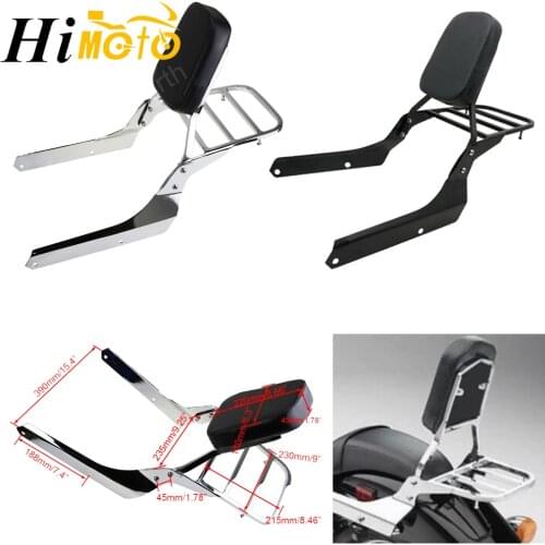 For Honda VT750 C2 Shadow Spirit 2007-2014 VT750C2B Shadow Phantom 2010-2015 Chrome Black Rear Backrest Sissy Bar w/Luggage Rack