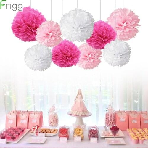 Frigg 9 piece Wedding Decoration Props Tissue Paper Flowers Pompoms Pom Poms Balls Wedding Birthday Party Home Decor Supplies