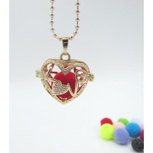 Exquisite Design LOVE Heart Shape with Tiny Zicron Stones DIY Jingle Singing Engelsrufer and Oil Diffuser Neckalce Jewelry Gift