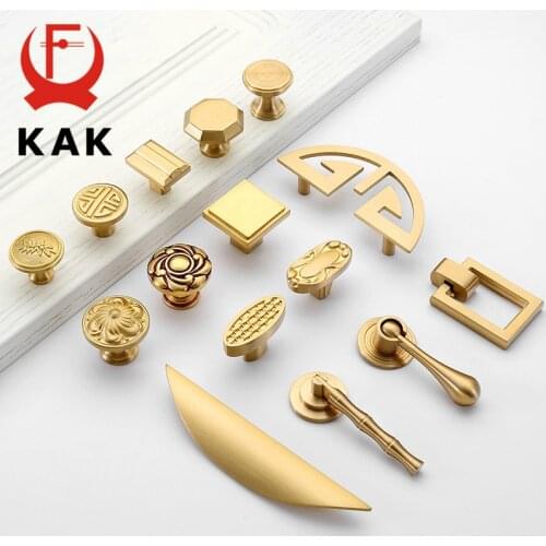 KAK Brass Copper Cabinet Pulls Solid Vintage Kitchen Cupboard Door Handle Drawer Knobs Furniture Handle Hardware
