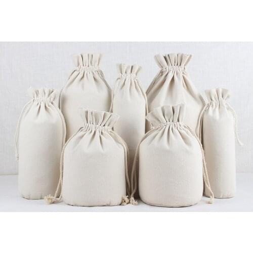 Circle bottom cotton drawstring bags 7x29 8x35 10x30 13x25 13x39 17x39cm customized Logo gift packing bags house storage pounch