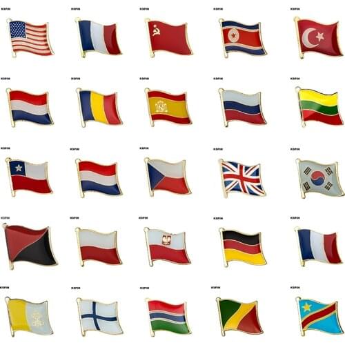 Metal Country Flag Pin Badge Set Rozet Chapas Metalicas Pins Icon Backpack Brooch for Women/Men