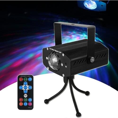 Mini Aluminium alloy Remote control RGB full color LED Water Wave Ripples Effect Stage Light For Disco KTV Club Party Projector