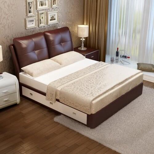 RAMA DYMASTY leather soft bed modern design bed fashion king/queen size bedroom furniture