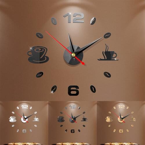 New DIY 3D Number Wall Clock Mirror Sticker Home Room modern Office Decor Art Design