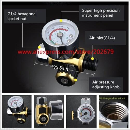 New Air Line Control Compressor Pressure Gauge Relief Regulating Regulator Pressure Regulator Spray Gun Regulator