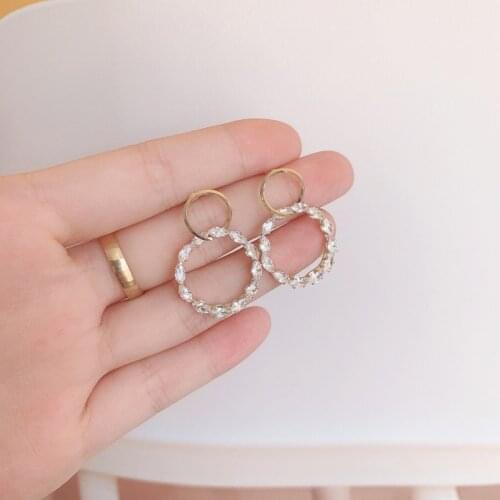 Huge Bud 14k Gold Fashion Circle Earring for Women Tiny AAA Cubic Zirconia Stud Earrings Brincos Wedding Luxury Jewelry Gift