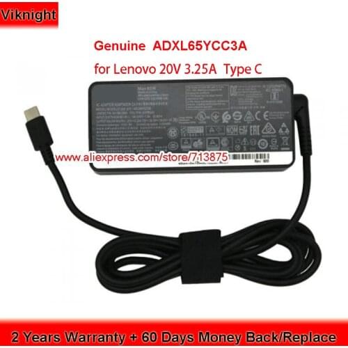 Genuine ADXL65YCC3A 65W Charger 20V 3.25A Type C AC Adapter for Lenovo YOGA 910 720-13IK 910-13IKB T480S T580 Smart Power Supply