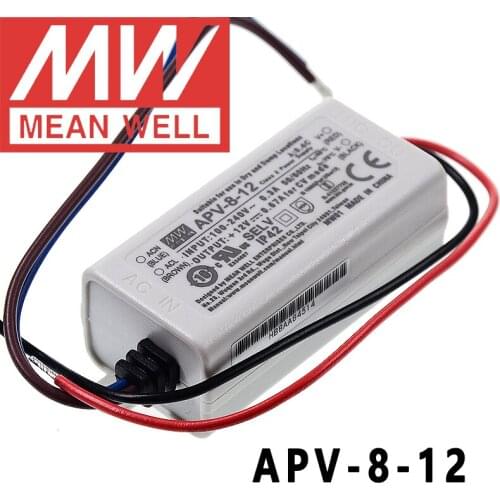 Original Mean Well APV-8-12 meanwell 12V/0.67A Constant Voltage design 8W Single Output LED Switching Power Supply