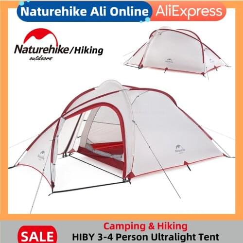 Naturehike Camping 3-4 Person Tent Upgraded 20D/40D Ultralight 1 Room 1 Hall Hiby Family Outdoor Large Space Nature Camping Tent