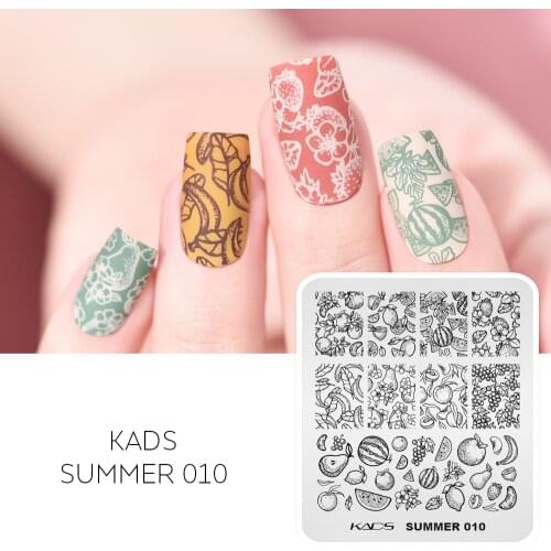 KADS Nail Stamping Plates Summer Theme Flamingo Leaves Overprinting Manicure Stamping Templates Stencil for Nail Art Stamper