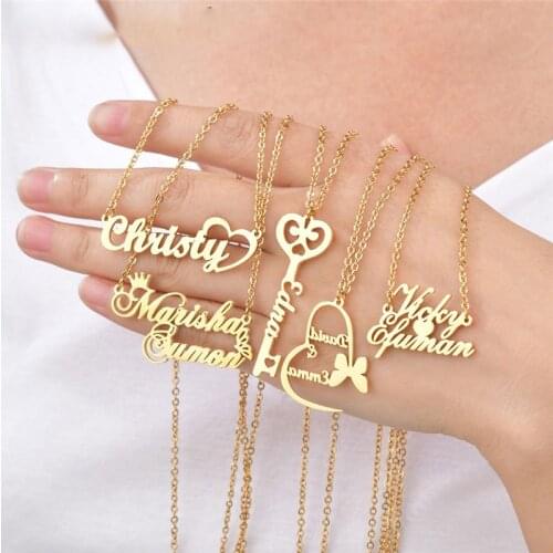 Customized Personalized Variety Heart Styles Chain Pendant Nameplate Stainless Steel Necklaces For Women Men Daily Jewelry Gifts