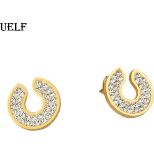 Uelf Crystal Stud Earrings Cycle Knot 2019 New Rhinestone imitation Earrings for Girls Tiny Ear Studs Pendientes