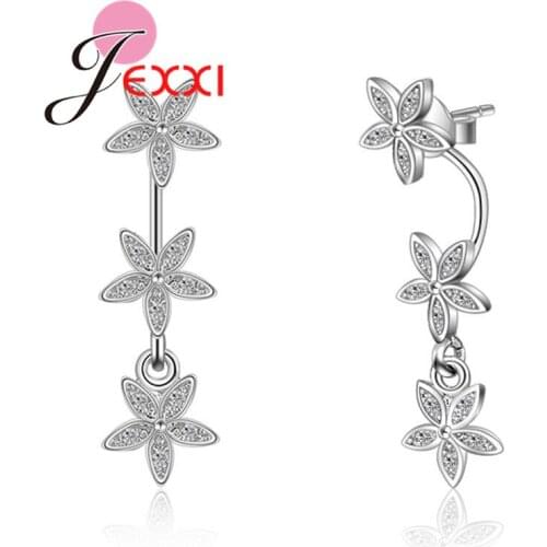 Super Stars Suspension Stud Earrings Real 925 Sterling Silver With Austrian Crystal CZ Crystal Ear Accessories Jewelry