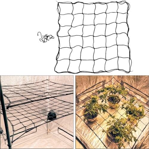 Heavy Duty Flexible Elastic Plant Trellis Netting w/Hooks for Grow Tents Fruits Flowers Hydroponics Indoor Plant