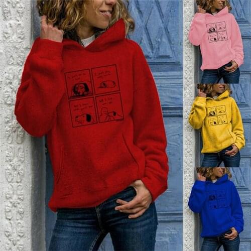 Womens Printed Hooded Sweatshirts 2021 Fall Winter Harajuku Girls Hoodies Casual Loose Long Sleeve Pocket Pullovers