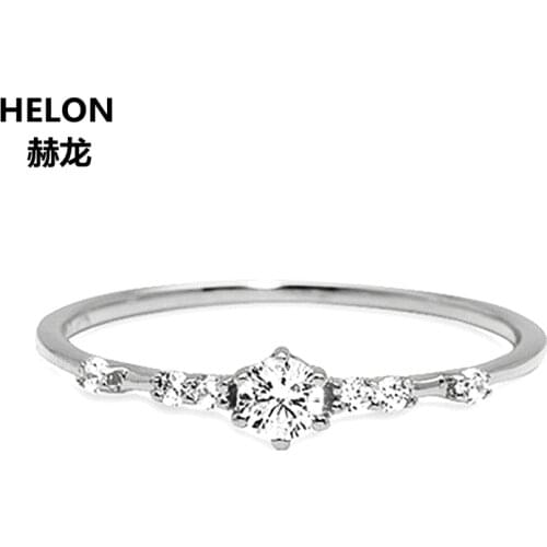 Solid 14k White Gold Engagement Wedding Ring for Women 4mm Round Cut Cubic Zirconia Classic Fine Jewelry Elegant Wedding Ring