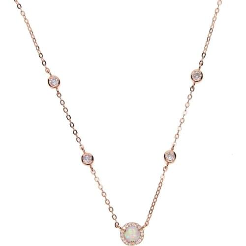 2020 New Summer Style 100% 925 sterling silver 3 color elegant round opal cz choker necklace for Women Party and Wedding Gift