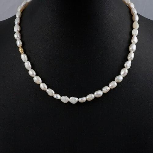 European and American style simple minority design gold-plated gold bean fresh water baroque pearl lady Necklace clavicle chain