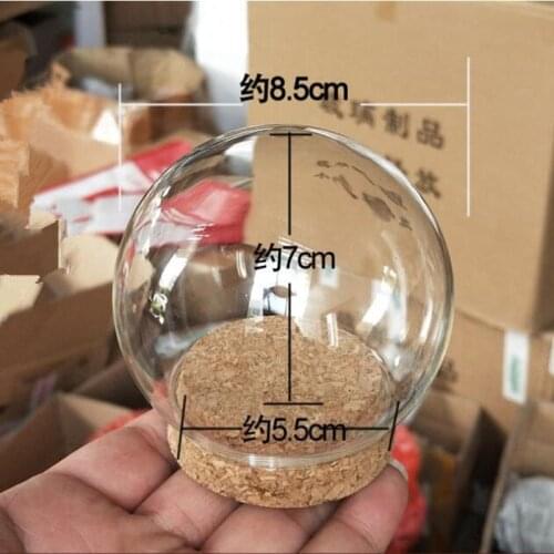 12sets/pack Diameter=8.5cm Small Size Cork Base Glass Dome Friend Favor Gift Creative Cover Home Wedding Decoration