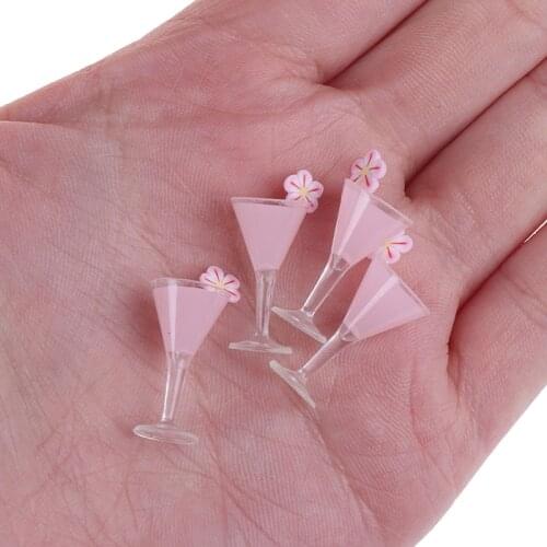4Pcs 1/12 Dollhouse Miniature Cocktail Cup Drink Glass Model Toy Dollhouse Decor Diy Cute Furniture Toys