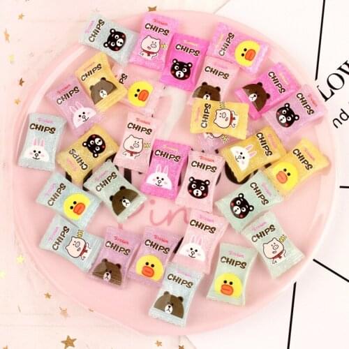 8pcs18*28mm Resin Food Candy Charms Pendants Bear/Duck/Rabbit Flatback Cabochon for DIY Hair Earring Jewelry Making Accessories