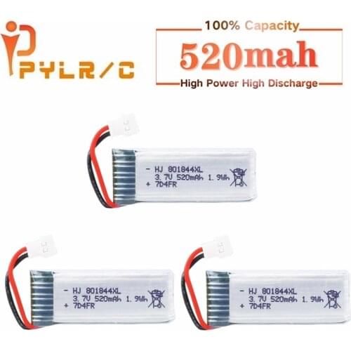 3.7v Rc Lipo Battery for Hubsan H107P 801844 3.7V 520mAh 25c 1.9Wh Battery for H107P RC Camera Drone Accessories 1-10Pcs
