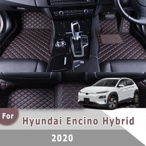 RHD Custom Car Floor Mats For Hyundai Encino Hybrid 2020 Car Interior Accessories Carpet Styling Leather Front & Rear Foot Pad