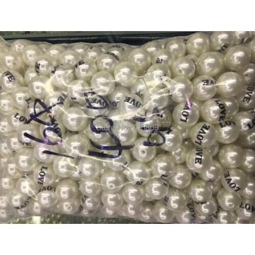 Free ship 16mm 400pcs/lots cream white faux pears beads pave love letter plastic pearl beads