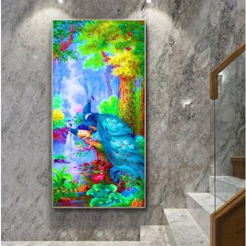 Large DIY Diamond Painting Peacock Full Square Round Drill Jungle Animal Rhinestone 5D CrossStitch Embroidery Mosaic A890