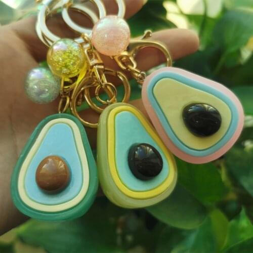 For Women Kids Bag Car Key Chain Christmas Gift Jewelry Illuminated Avocado Keychain Glow Fruit Cute Pendant Key Chain