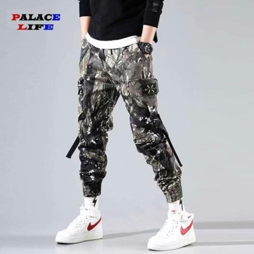 2020 Spring and autumn Hip Hop Military Cargo Pants Men Ankle-Length Pants Mens Joggers Streetwear Camouflage Trousers for Male