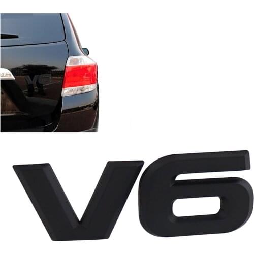 Black V6 V 6 for Highlander RAV4 Prado Rear Nameplate Emblem Badge Sticker