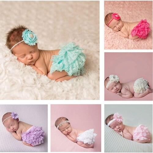 Baby Cotton Lace Bloomers Newborn Flower Headband Shorts Cute Baby Bottom Diaper Cover Toddler Girls Summer Satin Short Pants