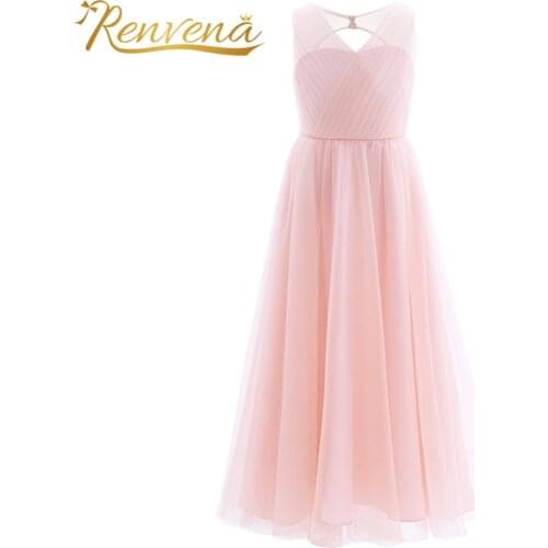 Kids Dresses Mesh Flower Girl Dress Children Pageant Dresses Elegant Girls Princess Wedding Birthday Party First Communion Dress