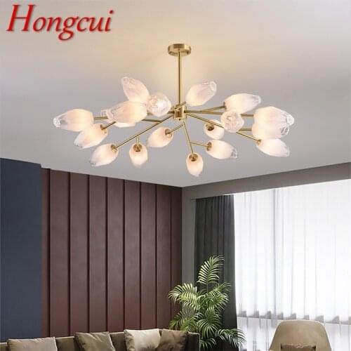 Hongcui Hanging Chandelier Brass Modern LED Pendant Light Fixtures Luxury Decorative For Home Living Room Bedroom Villa