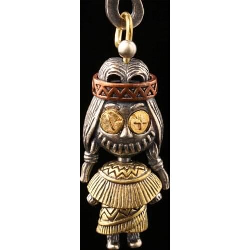 Indian traveler doll witch tease S925 silver pendant female tide retro voodoo doll couple pendant