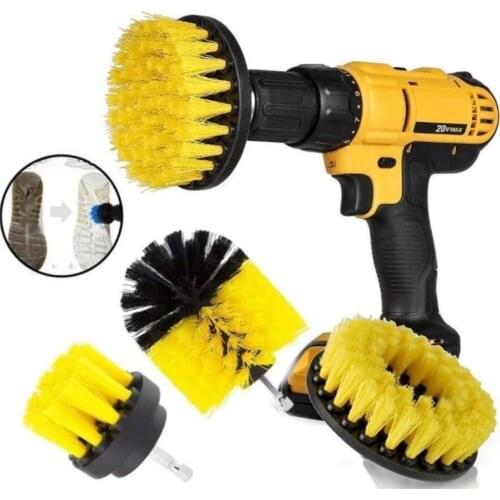 MMA CASTLE 3pcs / set Electric Drill Brush Set Plastic Round Cleaning Brush for Carpet Glass Car Tires Nylon Brushes