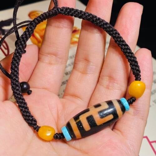 Wholesale Natural Agate One Eye Dzi Bead Old Object Bracelet Bangle Mans Womans Wrist Jewelry New Tibetan Characteristics